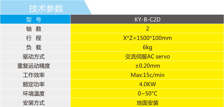 兩軸連桿沖壓機械手技術參數表